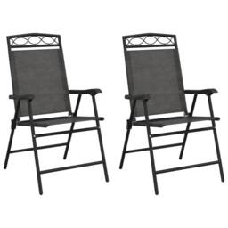 Berkfield Home Folding Garden Chairs 2 pcs Melange Grey Steel & Textilene