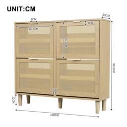 ERGOVEXA Rattan Shoe Storage Cabinet Drawers Light Oak Hallway Furniture in Brown - thumbnail 2