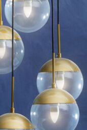Orsina Gold Finish Five Pendant Lights, 5 Adjustable Hanging Lights, Globe Light Lamp, Warm Metallic Ceiling Lights - thumbnail 4