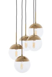 Orsina Gold Finish Five Pendant Lights, 5 Adjustable Hanging Lights, Globe Light Lamp, Warm Metallic Ceiling Lights - thumbnail 6