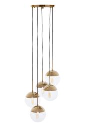 Orsina Gold Finish Five Pendant Lights, 5 Adjustable Hanging Lights, Globe Light Lamp, Warm Metallic Ceiling Lights - thumbnail 5