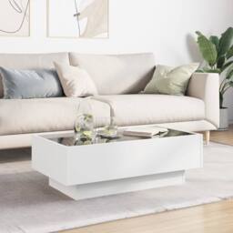 Berkfield Home Coffee Table with LED White 90x50x30 cm Engineered Wood - Size: 90 x 50 x 30 cm - thumbnail 4