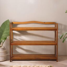 FURNOS 3-Tier Wooden Vertical Shoe Rack With Hanging Hooks in Brown - thumbnail 3