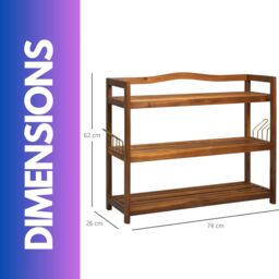 FURNOS 3-Tier Wooden Vertical Shoe Rack With Hanging Hooks in Brown - thumbnail 6