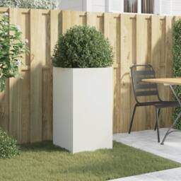 Berkfield Home Planter White 42x38x75 cm Steel - Size: 42 x 38 x 75 cm - thumbnail 1