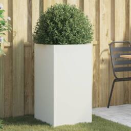Berkfield Home Planter White 42x38x75 cm Steel - Size: 42 x 38 x 75 cm - thumbnail 2