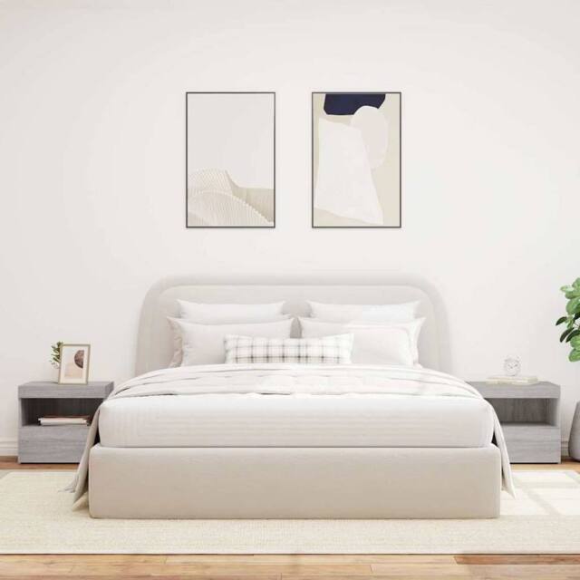 Berkfield Home Beautiful Bedside Cabinets with LED Lights 2 pcs Grey Sonoma 50x4 - image 1