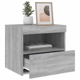 Berkfield Home Beautiful Bedside Cabinets with LED Lights 2 pcs Grey Sonoma 50x4 - thumbnail 5