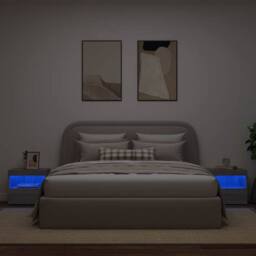 Berkfield Home Beautiful Bedside Cabinets with LED Lights 2 pcs Grey Sonoma 50x4 - thumbnail 4