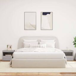 Berkfield Home Beautiful Bedside Cabinets with LED Lights 2 pcs Grey Sonoma 50x4 - thumbnail 1