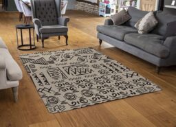 Benjamin Tate Design Striped Egyptian Theme With Ethnic & Tribal Motifs Designer Rug in Natural - Size: Large - thumbnail 2