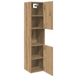 Berkfield Home Spacious Bathroom Hanging Cabinet Artisian Oak 30x30x130 cm Engin in Brown - Size: 30 x 30 x 130 cm - thumbnail 5