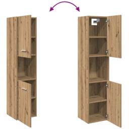 Berkfield Home Spacious Bathroom Hanging Cabinet Artisian Oak 30x30x130 cm Engin in Brown - Size: 30 x 30 x 130 cm - thumbnail 8