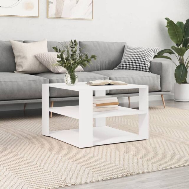 Berkfield Home Coffee Table White 59.5x59.5x40 cm Engineered Wood - image 1