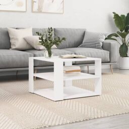 Berkfield Home Coffee Table White 59.5x59.5x40 cm Engineered Wood - thumbnail 1