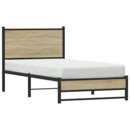 Berkfield Home Metal Bed Frame without Mattress Sonoma Oak 90x190 cm Single in Light Tan - thumbnail 4