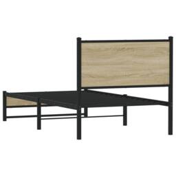 Berkfield Home Metal Bed Frame without Mattress Sonoma Oak 90x190 cm Single in Light Tan - thumbnail 7