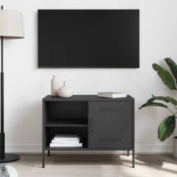 Berkfield Home TV Cabinet Black 68x39x50.5 cm Steel - thumbnail 1