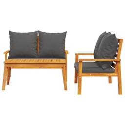 Berkfield Home Beautiful 3 Piece Garden Lounge Set with Cushions Solid Wood Acacia in Brown - thumbnail 1