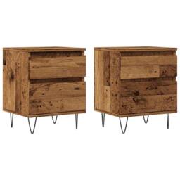 Berkfield Home Bedside Cabinets 2 pcs Old Wood 40x35x50 cm Engineered Wood in Brown - Size: 40 x 35 x 50 cm - thumbnail 1