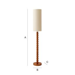 ValueLights Wyatt Natural Linen Tall Lamp Shade Walnut Wood Bobbin Floor Lamp - thumbnail 7