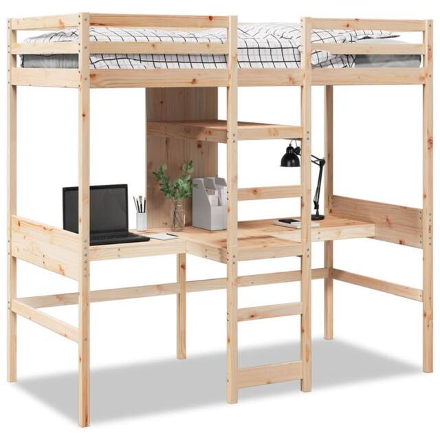 Berkfield Home Loft Bed Frame without Mattress 75x190cm Solid Wood Pine in Natural - Size: 75x190 cm - image 1