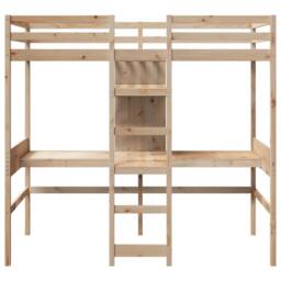 Berkfield Home Loft Bed Frame without Mattress 75x190cm Solid Wood Pine in Natural - Size: 75x190 cm - thumbnail 5