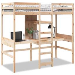Berkfield Home Loft Bed Frame without Mattress 75x190cm Solid Wood Pine in Natural - Size: 75x190 cm - thumbnail 1