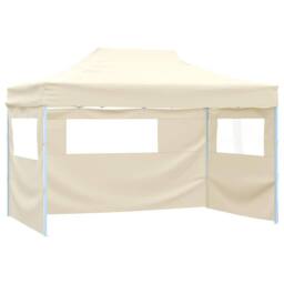 Berkfield Home Foldable Tent Pop-Up with 4 Side Walls 3x4.5 m Cream White - thumbnail 4