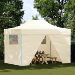 Berkfield Home Foldable Tent Pop-Up with 4 Side Walls 3x4.5 m Cream White