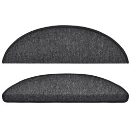 Berkfield Home Carpet Stair Treads 15 pcs Anthracite 56x17x3 cm in Black - Size: Medium - thumbnail 4