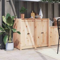 Berkfield Home Outdoor Kitchen Cabinet Solid Wood Pine in Light Tan - thumbnail 2