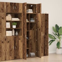 Berkfield Home Storage Cabinet Old Wood 70x42.5x225 cm Engineered Wood in Brown - thumbnail 4