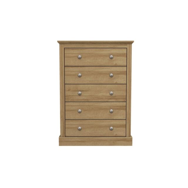 Lemon Pavilion Furniture Devon 5 Drawer Chest - Particle Board - L39.5 x W79 x H111.9 cm - Oak in Brown - Size: 1 Pack - image 1