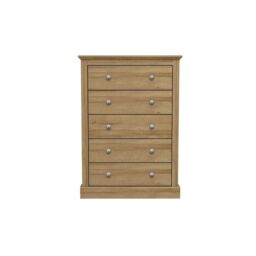 Lemon Pavilion Furniture Devon 5 Drawer Chest - Particle Board - L39.5 x W79 x H111.9 cm - Oak in Brown - Size: 1 Pack - thumbnail 1