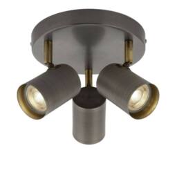 Pagazzi Hereford 3 Light Pewter & Antique Brass Spotlight Flush Ceiling Light in Grey - thumbnail 2