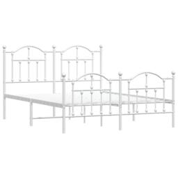 Berkfield Home Metal Bed Frame with Headboard & Footboard White 140x200 cm - thumbnail 3