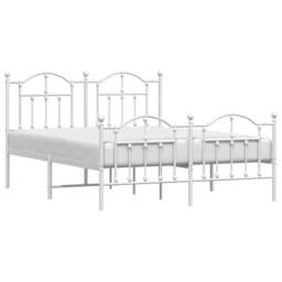 Berkfield Home Metal Bed Frame with Headboard & Footboard White 140x200 cm - thumbnail 4