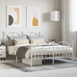 Berkfield Home Metal Bed Frame with Headboard & Footboard White 140x200 cm - thumbnail 2