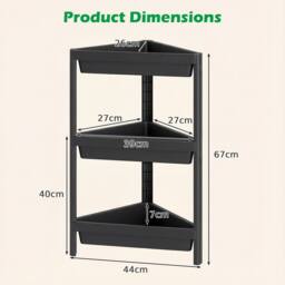 Costway 2pcs Corner Shower Caddy 3-Tier Detachable Bathroom Standing Shelf in Black - thumbnail 4