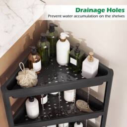 Costway 2pcs Corner Shower Caddy 3-Tier Detachable Bathroom Standing Shelf in Black - thumbnail 2