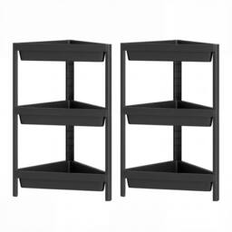 Costway 2pcs Corner Shower Caddy 3-Tier Detachable Bathroom Standing Shelf in Black - thumbnail 3