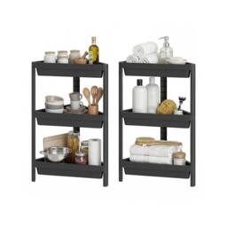 Costway 2pcs Corner Shower Caddy 3-Tier Detachable Bathroom Standing Shelf in Black - thumbnail 6