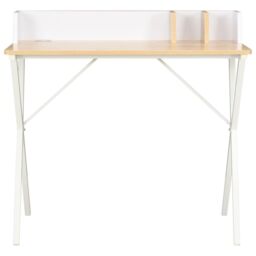 Berkfield Home Desk White & Natural 80x50x84 cm - Size: 80 x 50 x 84 cm - thumbnail 2