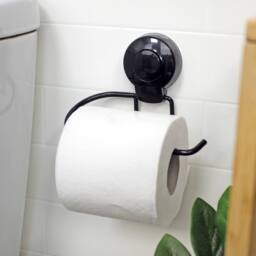 Showerdrape Suctionloc Black Suction Wall Toilet Roll Holder with Mounting Disc - thumbnail 2