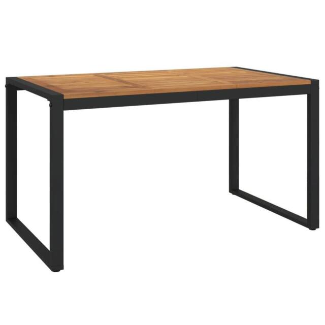 Berkfield Home Garden Table with U-shaped Legs 140x80x75 cm Solid Wood Acacia in Brown - Size: 140 x 80 x 75 cm - image 1