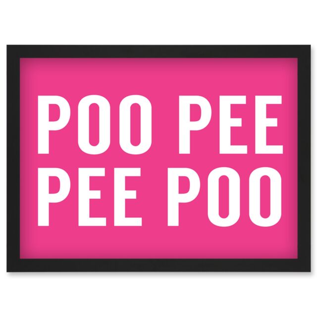 Artery8 Funny Toilet Wall Art Poo Poo Pee Pee Bathroom Sign Decor Artwork Framed Wall Art Print A4 in Black - image 1