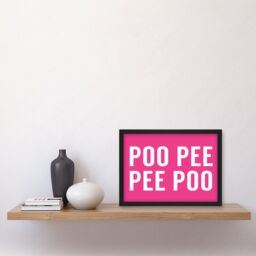 Artery8 Funny Toilet Wall Art Poo Poo Pee Pee Bathroom Sign Decor Artwork Framed Wall Art Print A4 in Black - thumbnail 2