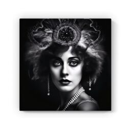 Warren Reed - Designer Edwardian Showgirl Splashart Canvas in Black - Size: w10 inch x h10 inch - thumbnail 2