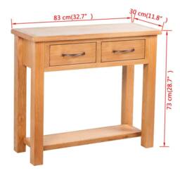 Berkfield Home Console Table with 2 Drawers 83x30x73 cm Solid Oak Wood in Brown - Size: 83 x 30 x 73 cm - thumbnail 6